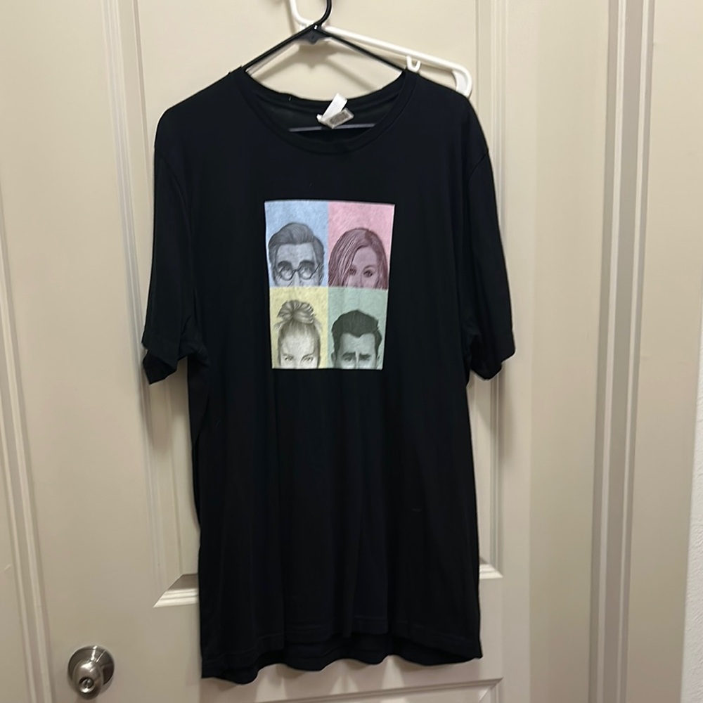 Black Short Sleeve Tee with Pop Art Design